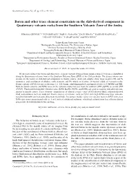Boron and Other Trace Element Constraints on the Slab-Derived Component in Quaternary Volcanic Rocks from the Southern Volcanic Zone of the Andes