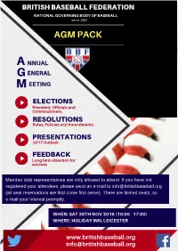British Baseball Federation AGM Pack 2016