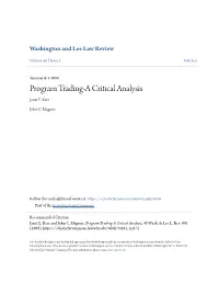 Program Trading-A Critical Analysis Janet E