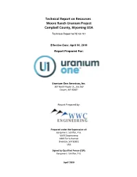 Technical Report of Resources Moore Ranch Uranium Project Campbell