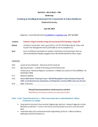Creating an Enabling Environment for Investment in Urban Resilience Stanford University