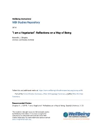 I Am a Vegetarian”: Reflections on a Aw Y of Being