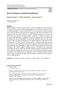Risk, Overdiagnosis and Ethical Justifications