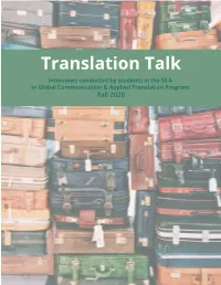 Translation Talk Interviews Conducted by Students in the M.A
