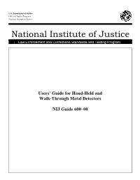 Users' Guide for Hand-Held and Walk-Through Metal Detectors