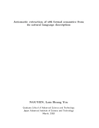 Automatic Extraction of X86 Formal Semantics from Its Natural Language Description