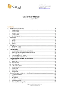 Cassia User Manual Release Date: July 1St, 2021