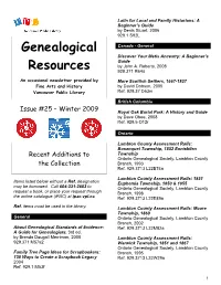 Genealogical Resources Newsletter Is a Free Publication of Fine Arts and History, and Is Distributed in Print and by E-Mail