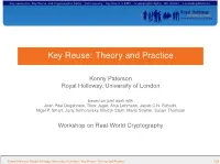 Key Reuse, and Cryptographic Agility Joint Security Key Reuse in EMV Cryptographic Agility BC Attacks Concluding Remarks