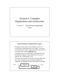 Lecture 7: Synchronous Sequential Logic