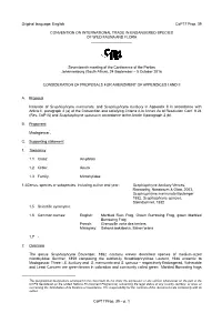 Proposal for Amendment of Appendix I Or II for CITES