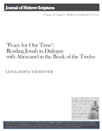 Reading Jonah in Dialogue with Abravanel in the Book of the Twelve