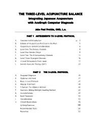 THE THREE-LEVEL ACUPUNCTURE BALANCE Integrating Japanese Acupuncture with Acugraph Computer Diagnosis