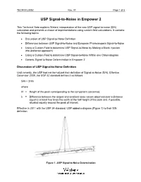 USP Signal-To-Noise in Empower 2