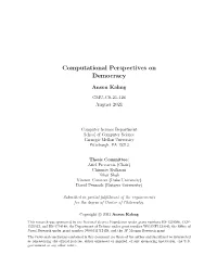 Computational Perspectives on Democracy