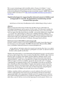 Digital Technologies for Supporting the Informed Consent of Children and Young People in Research: the Potential for Transforming Current Research Ethics Practice