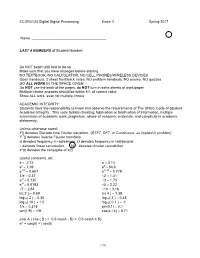 ECGR4124 Digital Signal Processing Exam 2 Spring 2017 Name