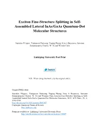 Exciton Fine-Structure Splitting in Self-Assembled Lateral Inas/Gaas