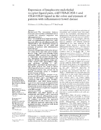 Expression of Lymphocyte-Endothelial Receptor-Ligand Pairs, Α4β7