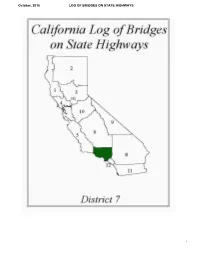 Log of Bridges on State Highways