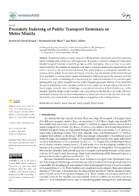 Proximity Indexing of Public Transport Terminals in Metro Manila