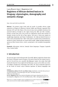 Registers of African-Derived Lexicon in Uruguay: Etymologies, Demography and Semantic Change