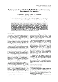 A Phylogenetic Study of the Family Tephritidae (Insecta: Diptera) Using a Mitochondrial DNA Sequence
