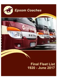 Epsom Coaches Final Fleet List 1920