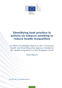 Identifying Best Practice in Actions on Tobacco Smoking to Reduce Health Inequalities