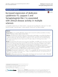 Increased Expression of Dedicator-Cytokinesis-10, Caspase