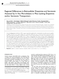 Regional Differences in Extracellular Dopamine and Serotonin Assessed by in Vivo Microdialysis in Mice Lacking Dopamine And/Or Serotonin Transporters