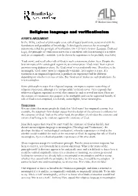 Religious Language and Verificationism