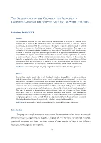 The Observance of the Cooperative Principle in Communication of Directives Adults Use with Children