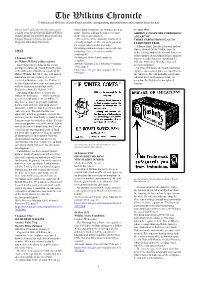 The Wilkins Chronicle a Selection of Wilkins-Related Trove Articles, Incorporating Advertisements and Cartoons from the Day
