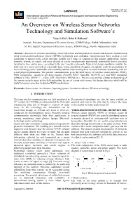 Wireless Sensor Networks Technology and Simulation Software’S