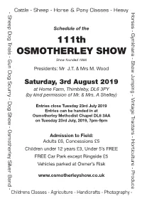 2019 Show Schedule