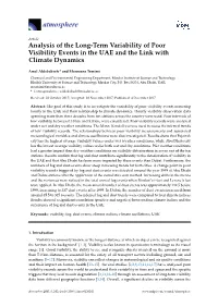 Analysis of the Long-Term Variability of Poor Visibility Events in the UAE and the Link with Climate Dynamics