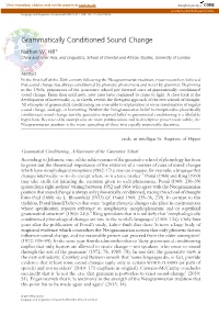 Grammatically Conditioned Sound Change
