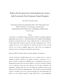 Highly Efficient Generation of Pulsed Photon Pair Using a Bulk Periodically Poled Potassium Titanyl Phosphate