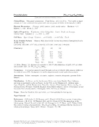 Pseudoboleite Pb31cu24cl62(OH)48 C 2001-2005 Mineral Data Publishing, Version 1