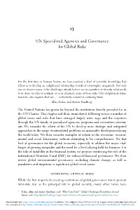 UN Specialized Agencies and Governance for Global Risks