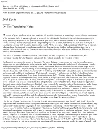 Dick Davis ___On Not Translating Hafez