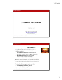 Exceptions and Libraries
