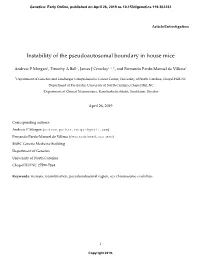 Instability of the Pseudoautosomal Boundary in House Mice