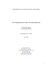 The Changing Dynamics of Short-Run Output Adjustment Korkut Alp Ertürk