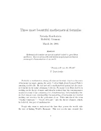 Three Most Beautiful Mathematical Formulas