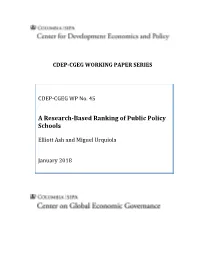 A Research-Based Ranking of Public Policy Schools