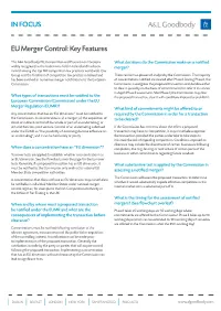 EU Merger Control: Key Features