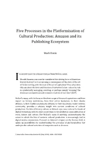 Five Processes in the Platformisation of Cultural Production: Amazon and Its Publishing Ecosystem