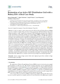 Restoration of an Active MV Distribution Grid with a Battery ESS: a Real Case Study